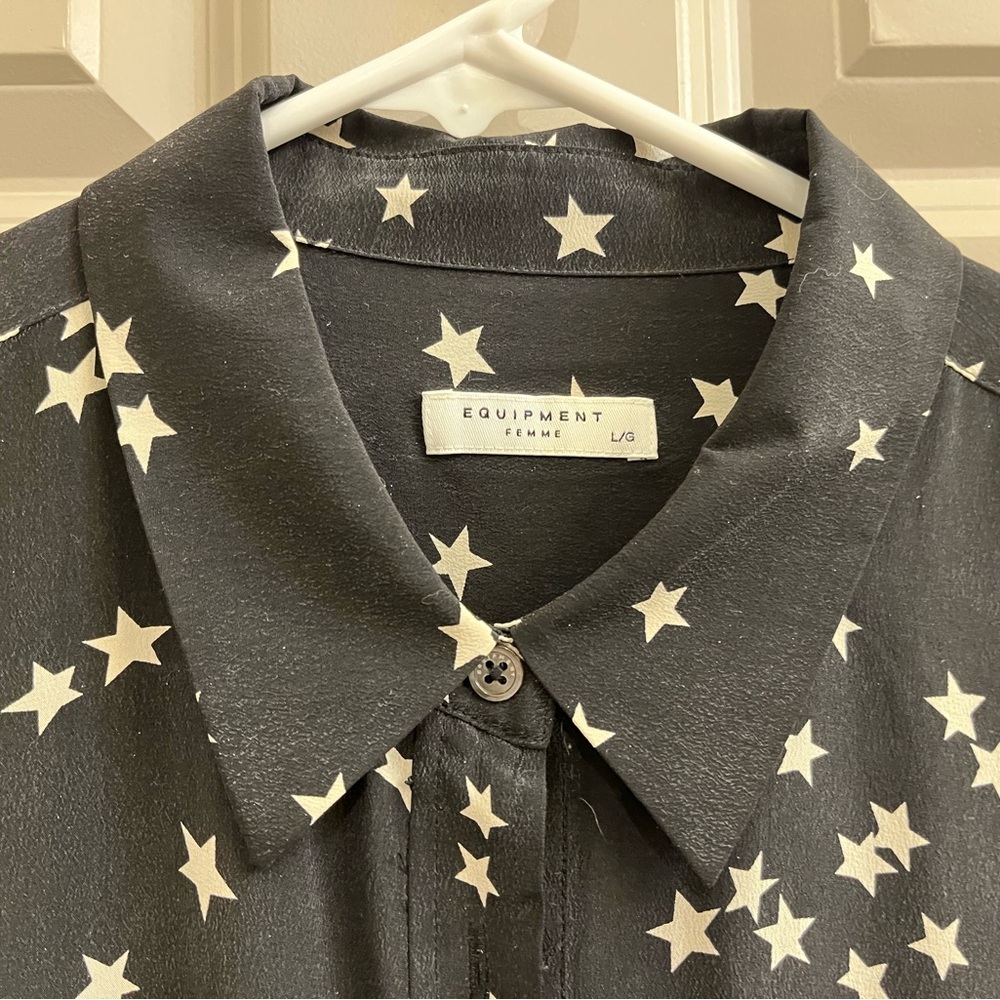 Equipment Black Star Print dress size L - Picture 2 of 4